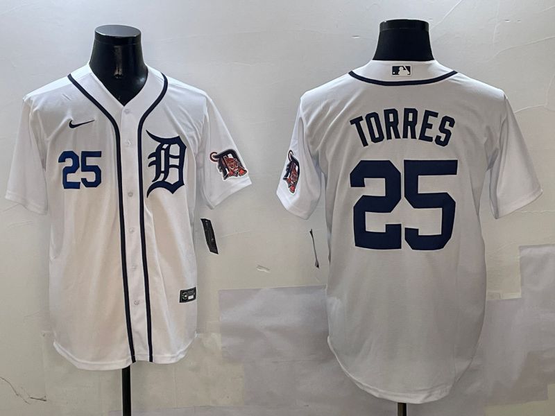 Men Detroit Tigers #25 Torres White Game 2025 Nike MLB Jersey style 3122->detroit tigers->MLB Jersey
